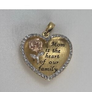 Heart Pendant With Floating Rose Gold Flower Stamped RL 925